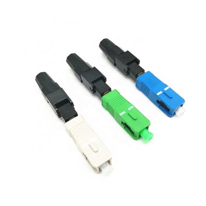 Sc APC Plastic Fiber Optic Quick Connector FTTH Singlemode Pre Polished Tools 1