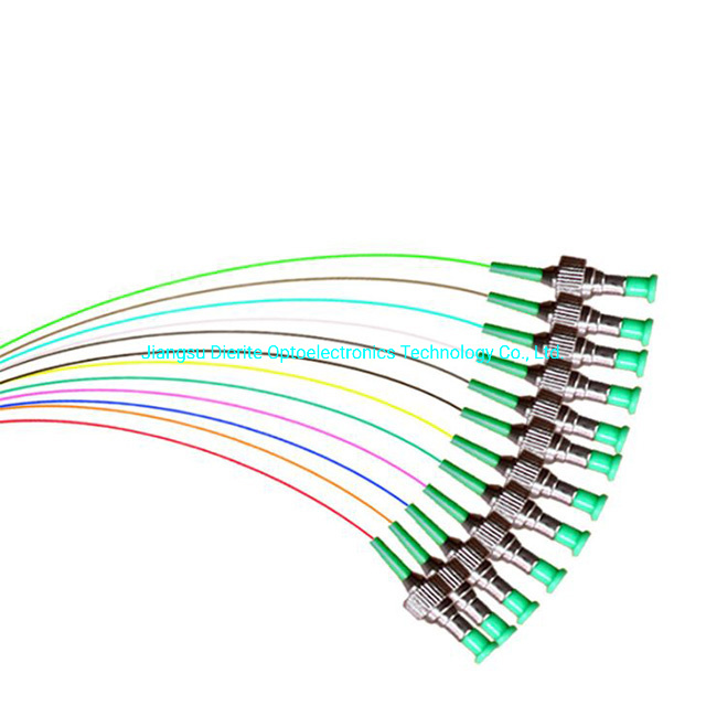 PVC, LSZH Outer Jacket Material FC APC Upc 12 Cord Fibers Unjacketed Color-Coded Pigtail for CATV, Telecommunication Networks