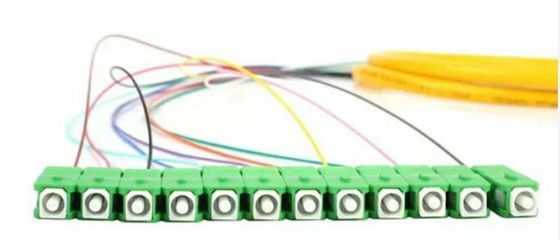 12 Core Fiber Optic Pigtail Sc APC Upc Fiber Simplex Pigtail Unjacketed Color Coded