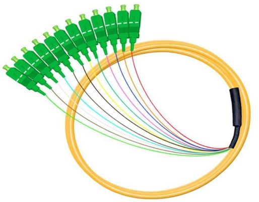 12 Core Fiber Optic Pigtail Sc APC Upc Fiber Simplex Pigtail Unjacketed Color Coded