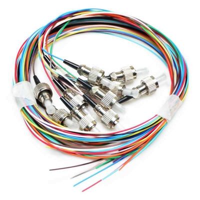 PVC LSZH Outer Fiber Optic Pigtail 12 Cord Fibers Unjacketed Color Coded Optical Pigtail