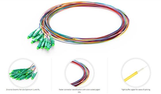 12 Core 0.9mm Fiber Optic Pigtail Sc LC FC St Connector Optical Pigtails In Telecommunication