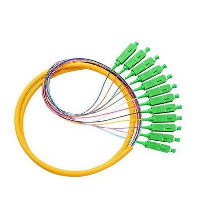 12 Core Fiber Optic Pigtail Sc APC Upc Fiber Simplex Pigtail Unjacketed Color Coded