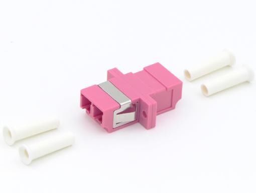 LC Upc To LC Upc Duplex Om4 Fiber Optic Adapter With Flange For FTTH Communication